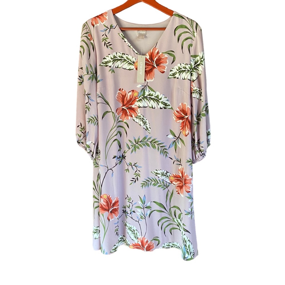 New Chico’s floral print woman’s size 1.5 summer dress relaxed fit